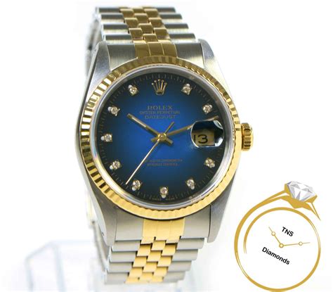 rolex 16233 blue vignetted diamond dial|Rolex 16233 price guide.